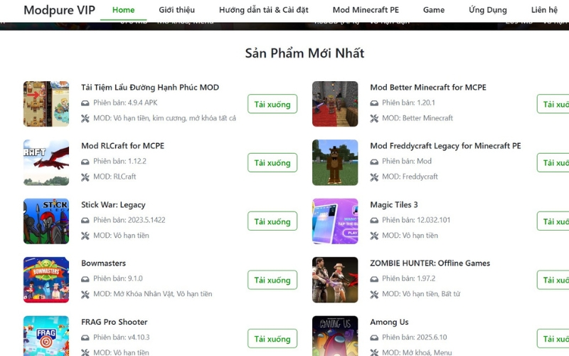 Web cung cấp hàng ngàn tựa game hấp dẫn cùng nhiều bản MOD độc quyền